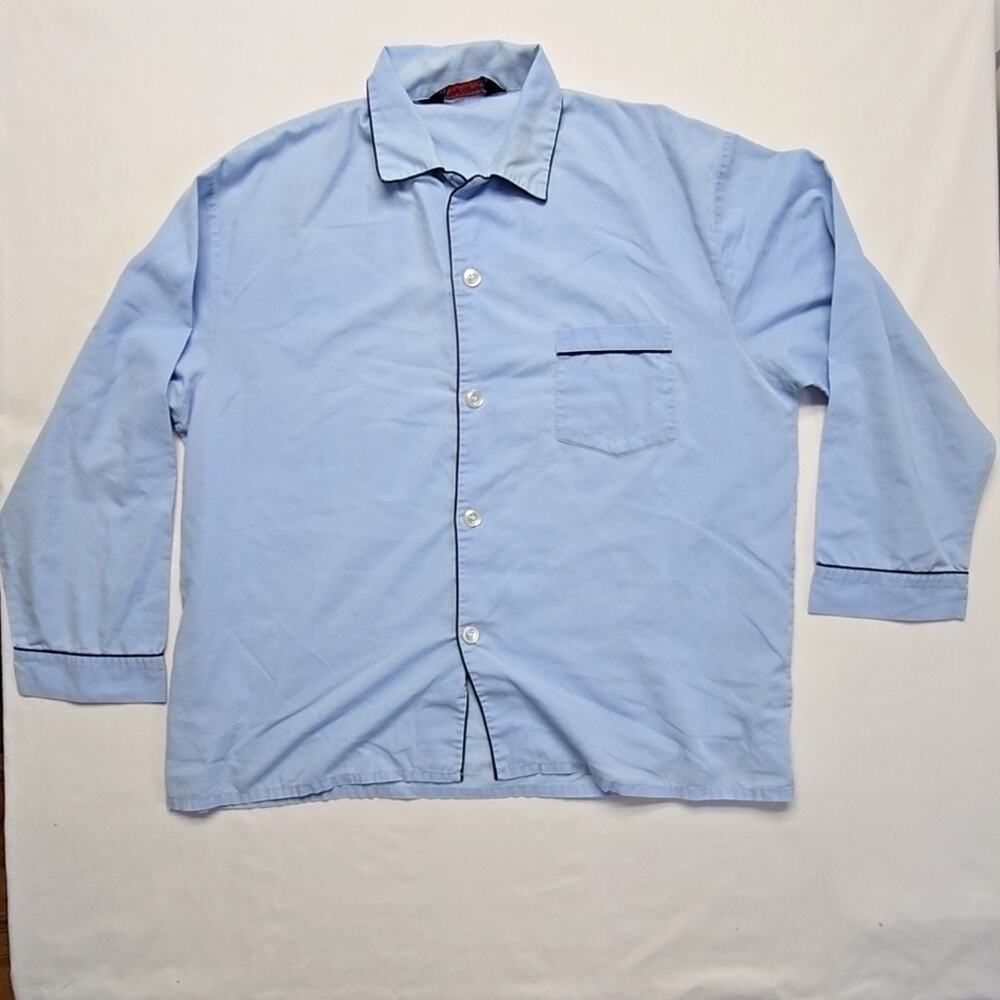Vintage Hemingway Point Shirt Light Blue Long Sleeve L Pajamas Top VTG